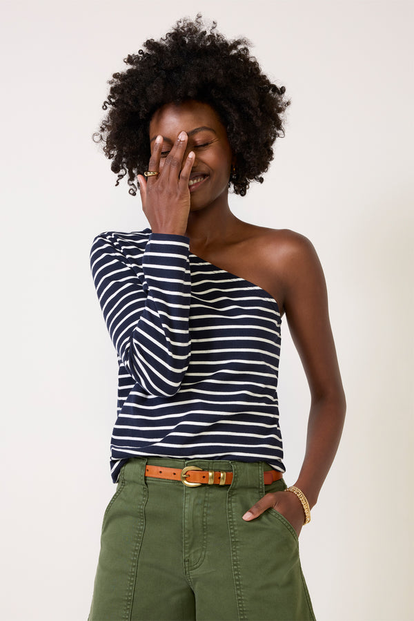 Everve Sara One Shoulder Top Nauticalstripe