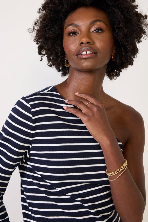Everve Sara One Shoulder Top Nauticalstripe