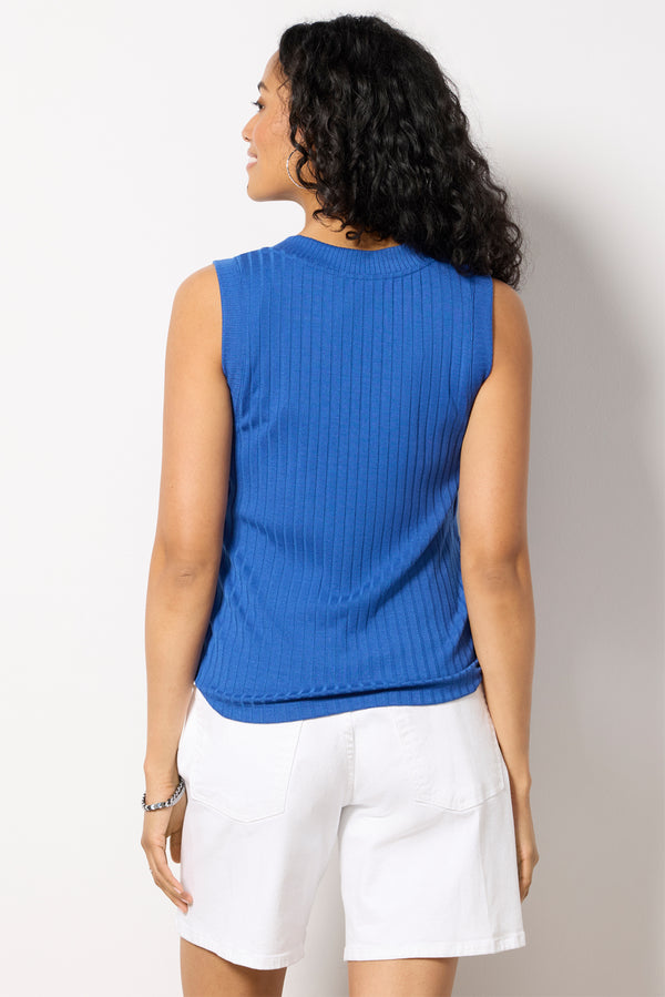 Everve Sarina V Neck Tank Cobalt