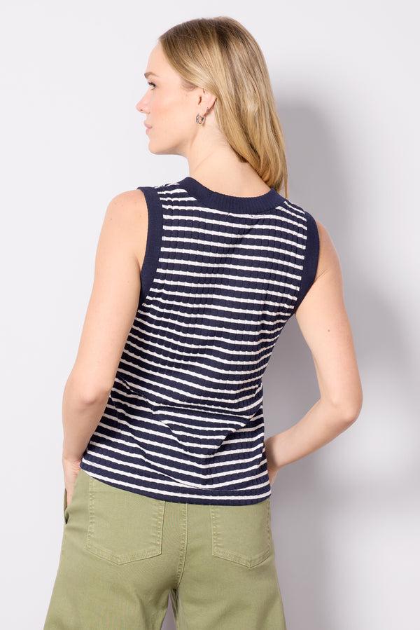 Everve Sarina V Neck Tank Navystripe