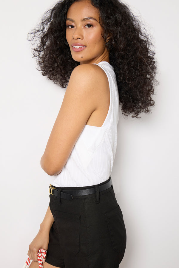 Everve Sarina V Neck Tank White