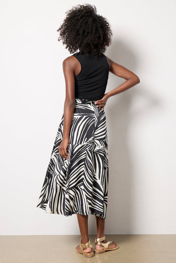 Everve Satin Faux Wrap Skirt Black/White