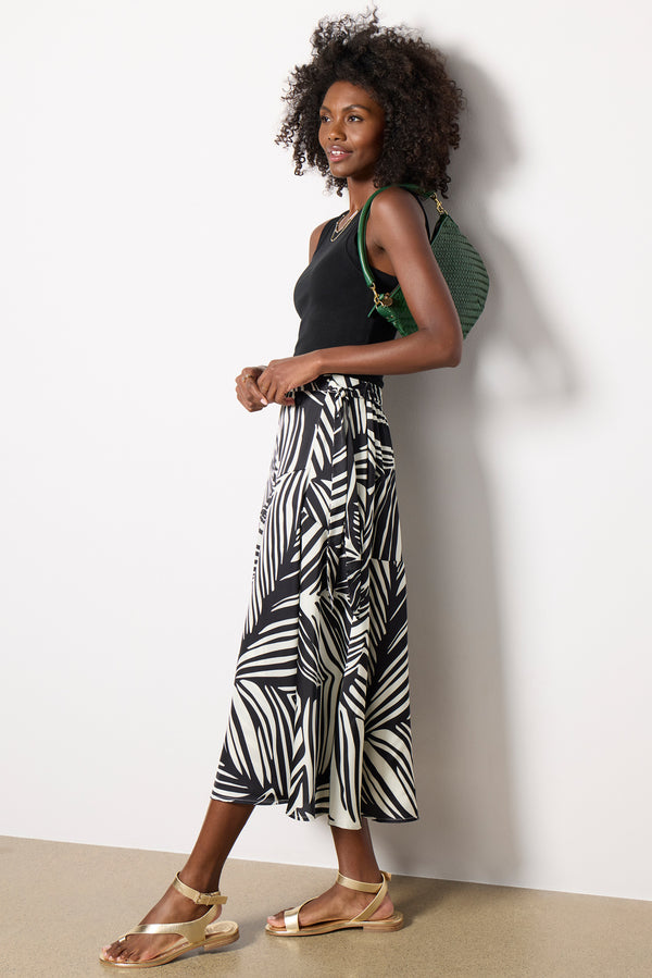 everve Satin Faux Wrap Skirt Black/White