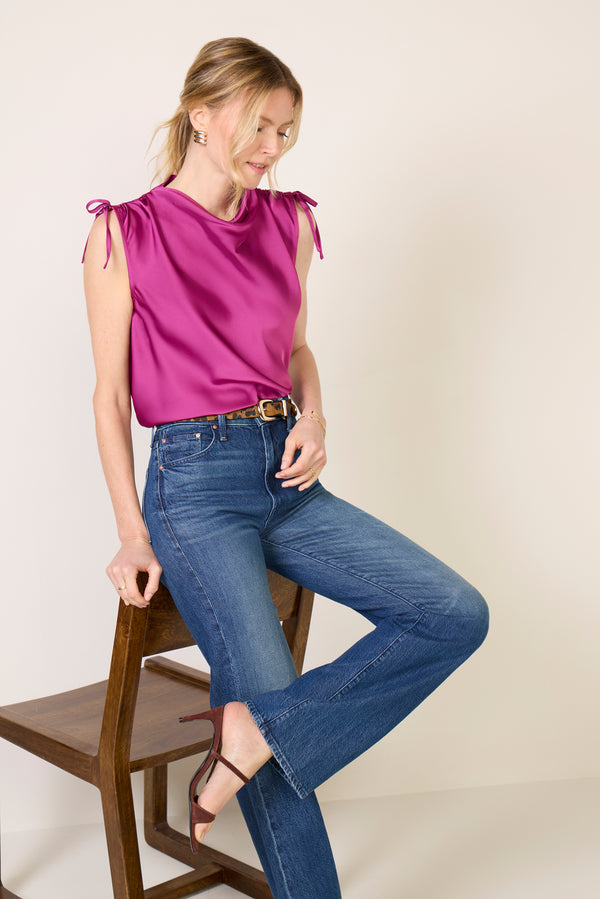everve Saylor Tie Shoulder Top Orchid