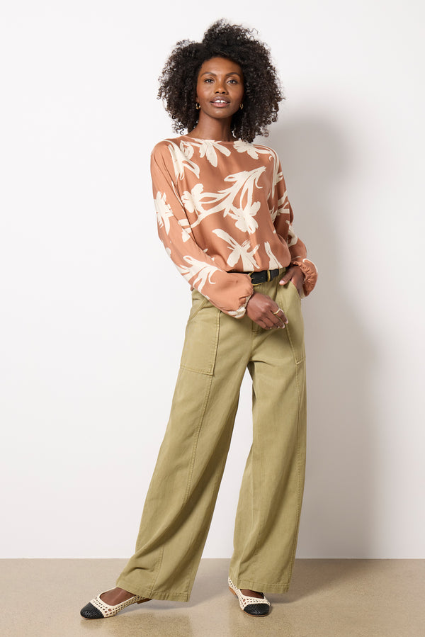 Everve Scarlett Dolman Blouse Bronze/Cream