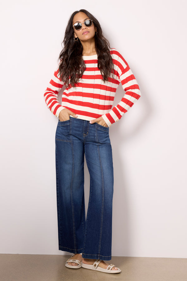 Everve Shayla Pullover Red/White