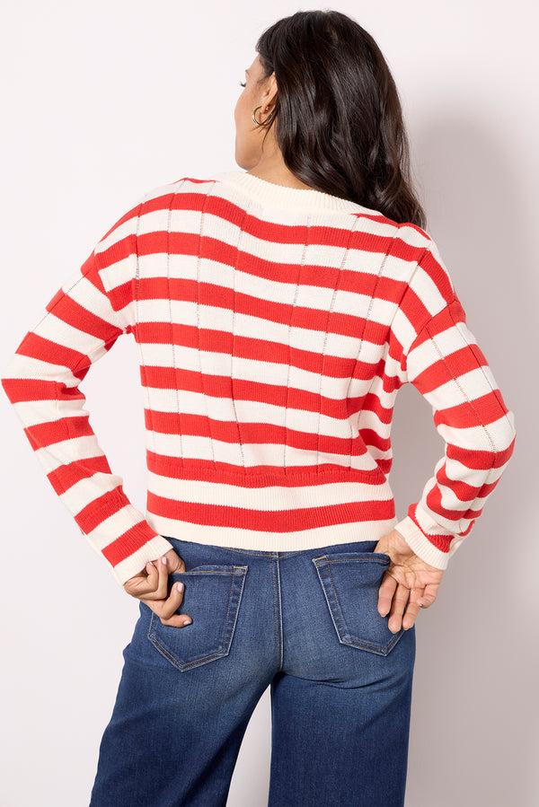 Everve Shayla Pullover Red/White
