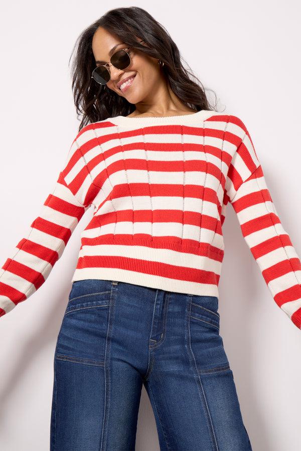 everve Shayla Pullover Red/White