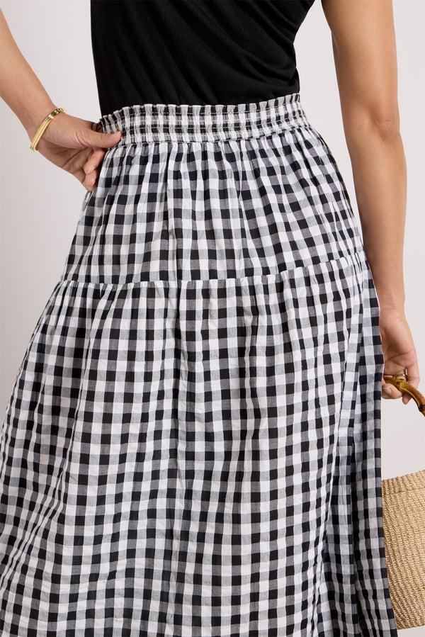 Everve Single Tier Maxi Skirt Black/White