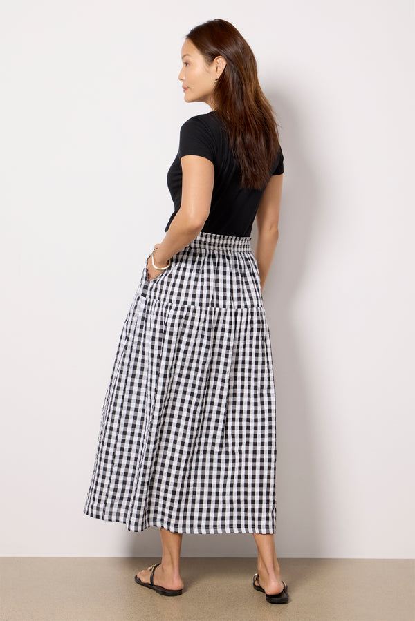 Everve Single Tier Maxi Skirt Black/White