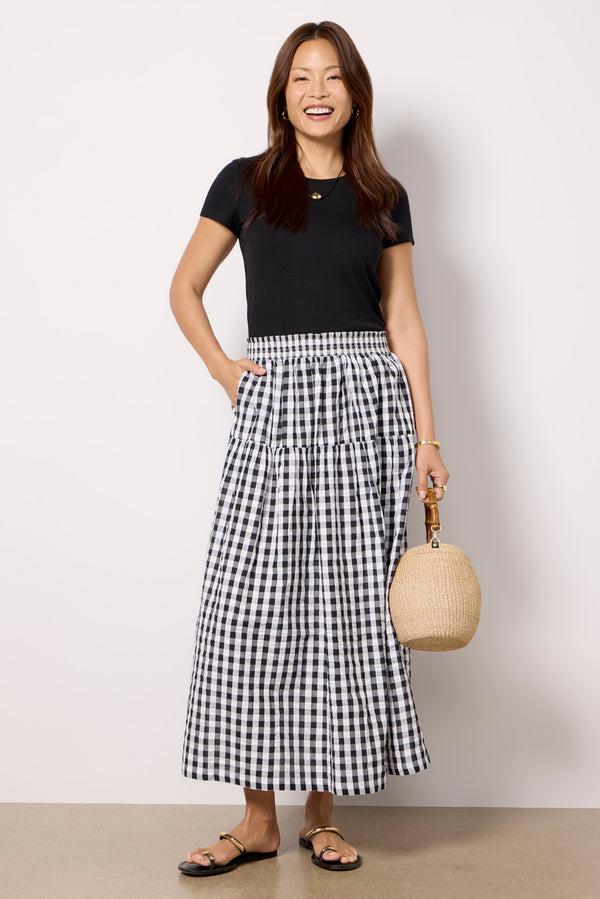 everve Single Tier Maxi Skirt Black/White