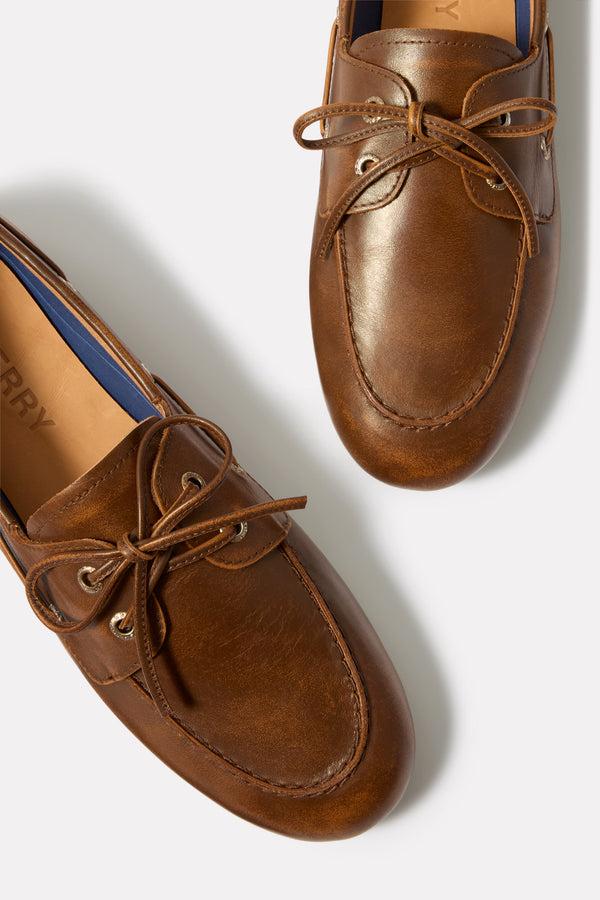 Everve Slim Boat Shoe Tanleather