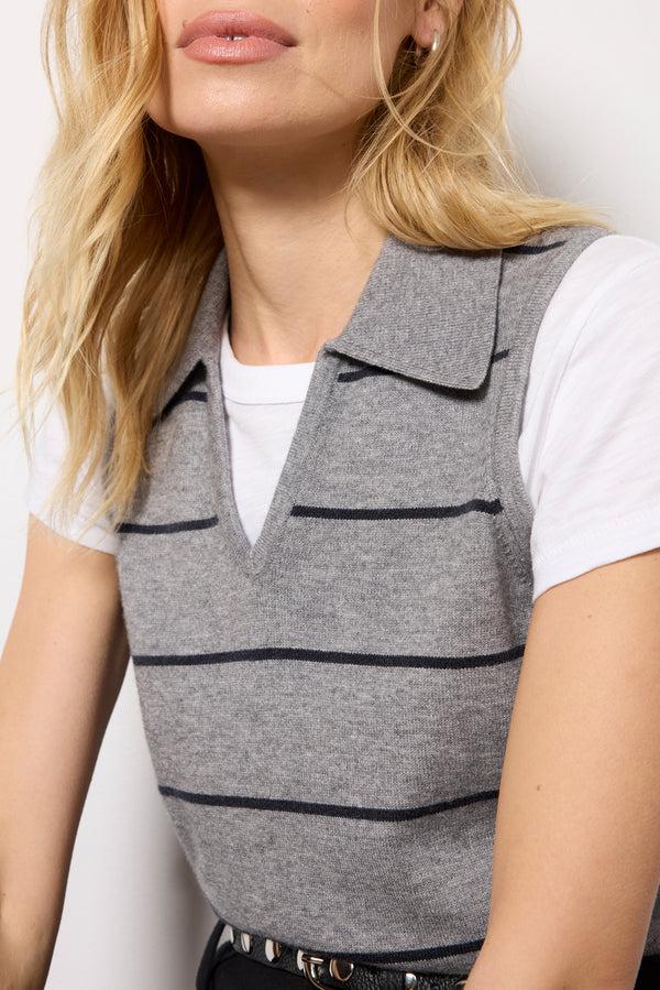 Everve Sloane Collared Tank Grey/Marine