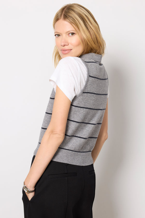Everve Sloane Collared Tank Grey/Marine