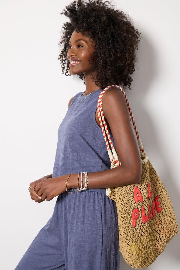 Everve Sloane Textured Top Wornblue