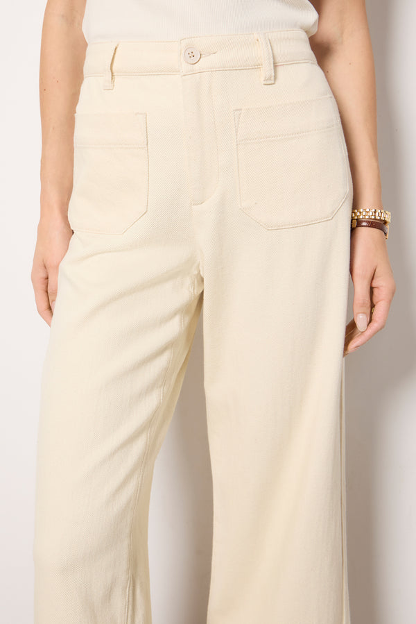 Everve Soft Marine Wide Leg Crop Macrame