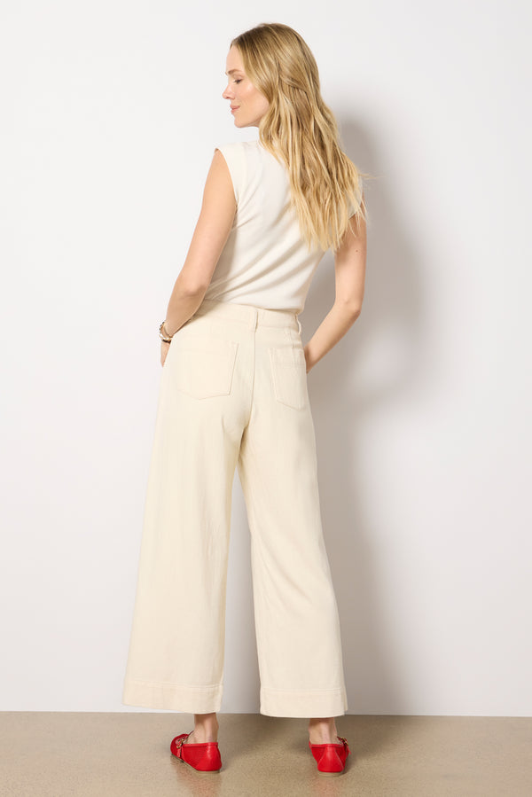 Everve Soft Marine Wide Leg Crop Macrame