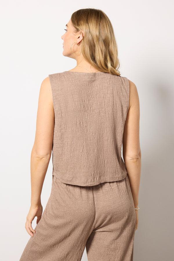 Everve Solace Textured Knit Top Icedcoffee
