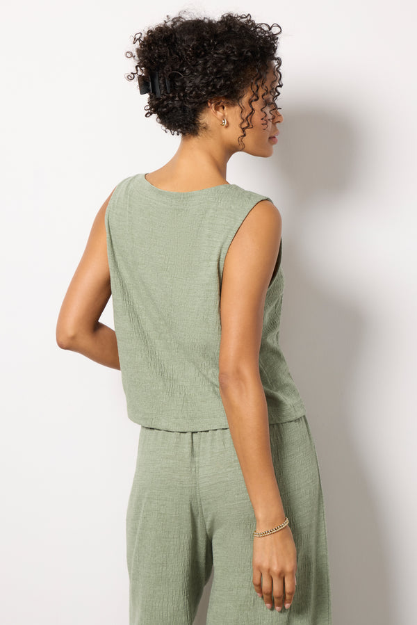 Everve Solace Textured Knit Top Palmgreen