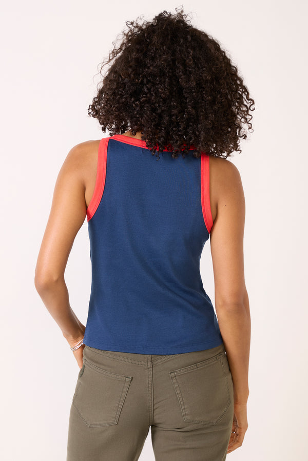 Everve Sonya Ringer Tank Navy/Red