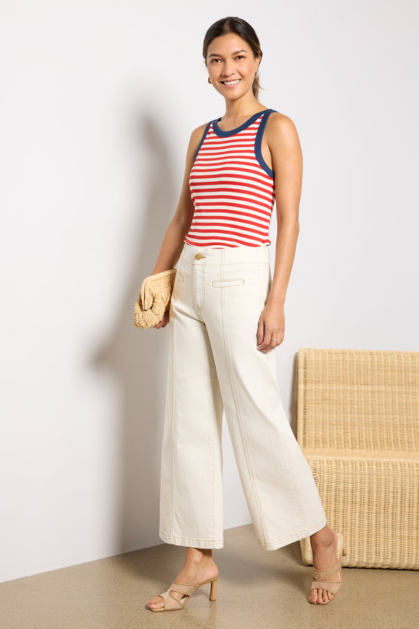 everve Sonya Stripe Ringer Tank Red/White