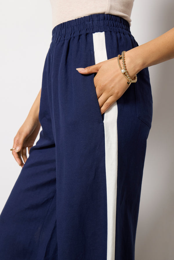 Everve Sophia Track Pant Navy/Ivory