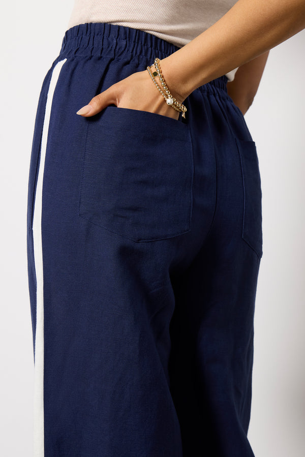 Everve Sophia Track Pant Navy/Ivory