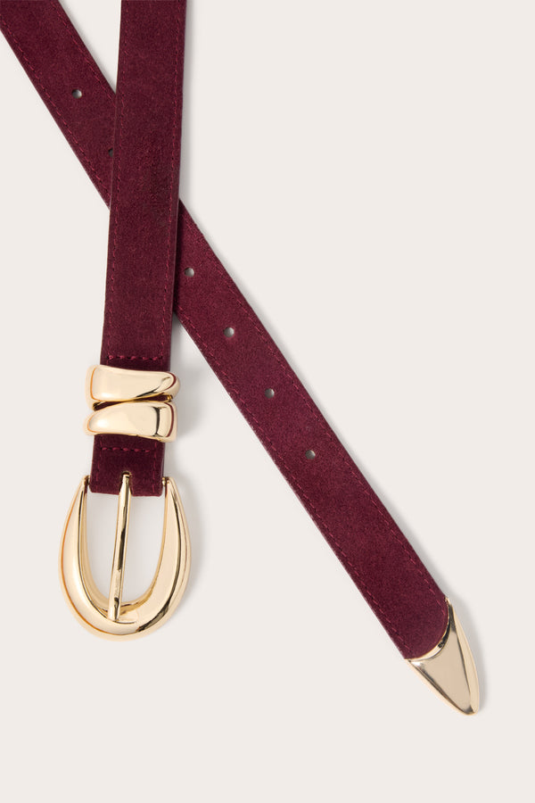 Everve Spencer Suede Belt Plumsuede