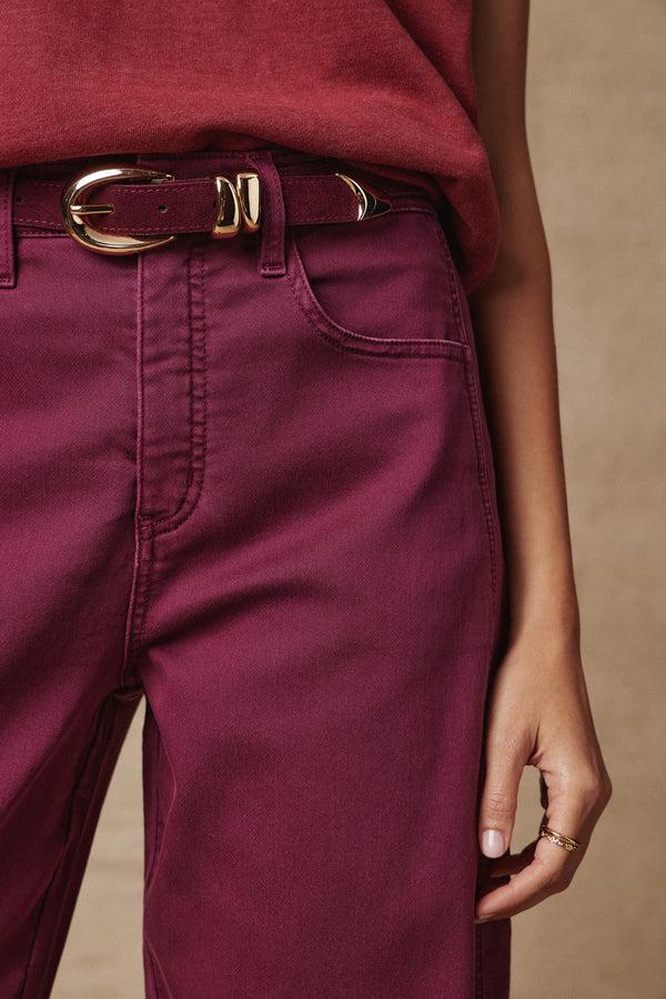 Everve Spencer Suede Belt Plumsuede