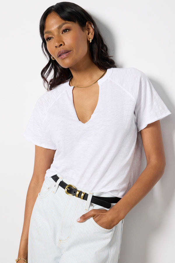 Everve Split Neck Tee White