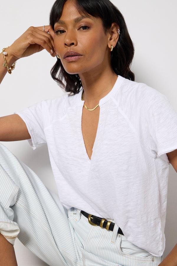 Everve Split Neck Tee White