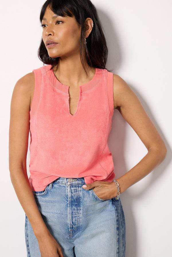 Everve Split Neck Terry Tank Sunkissedcoral