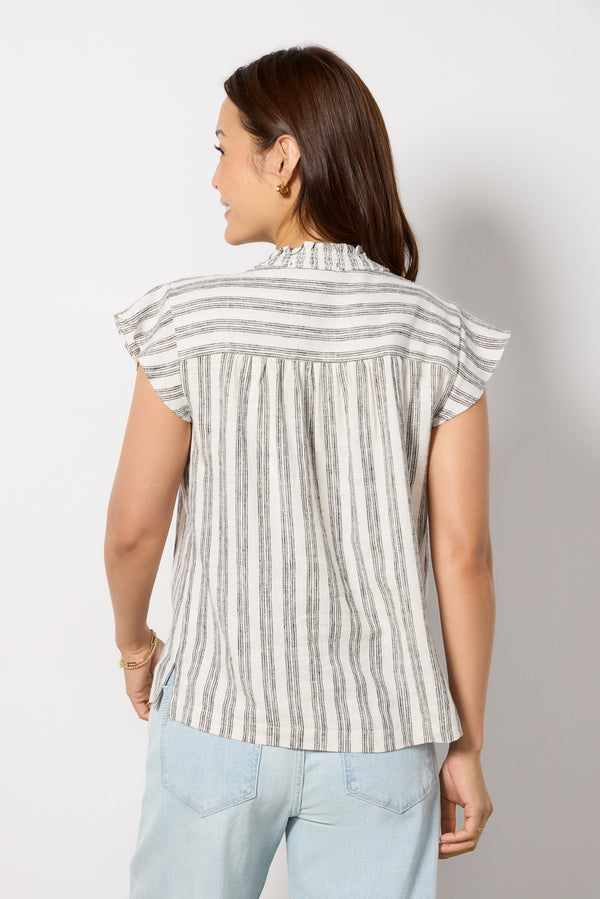 Everve Split Neck Tunic Chalkblackstripe