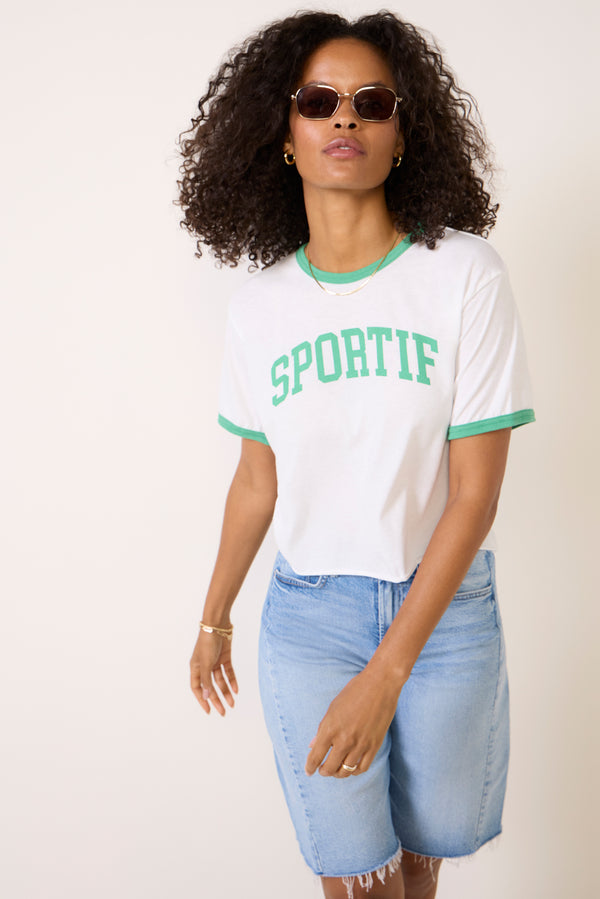 Everve Sportif Ringer Tee White/Green