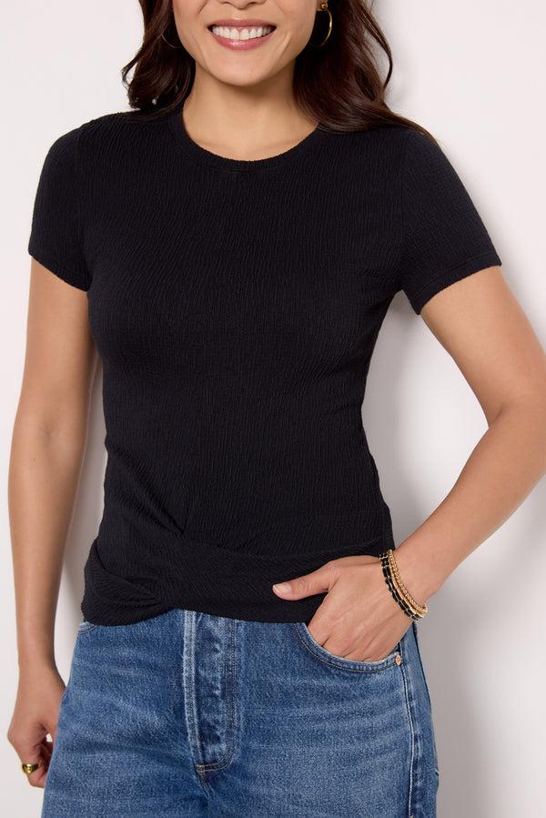 Everve Stella Twist Front Tee Black