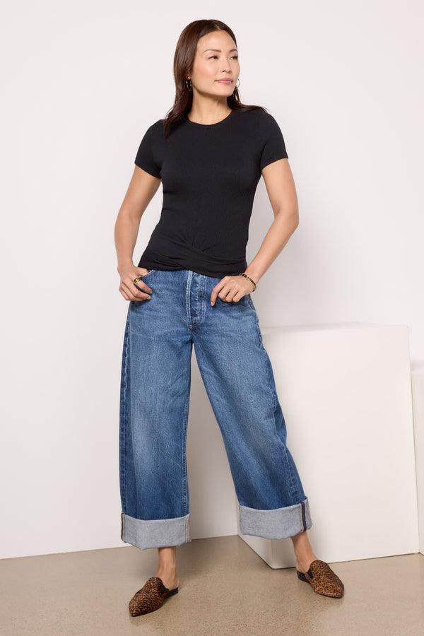 Everve Stella Twist Front Tee Black