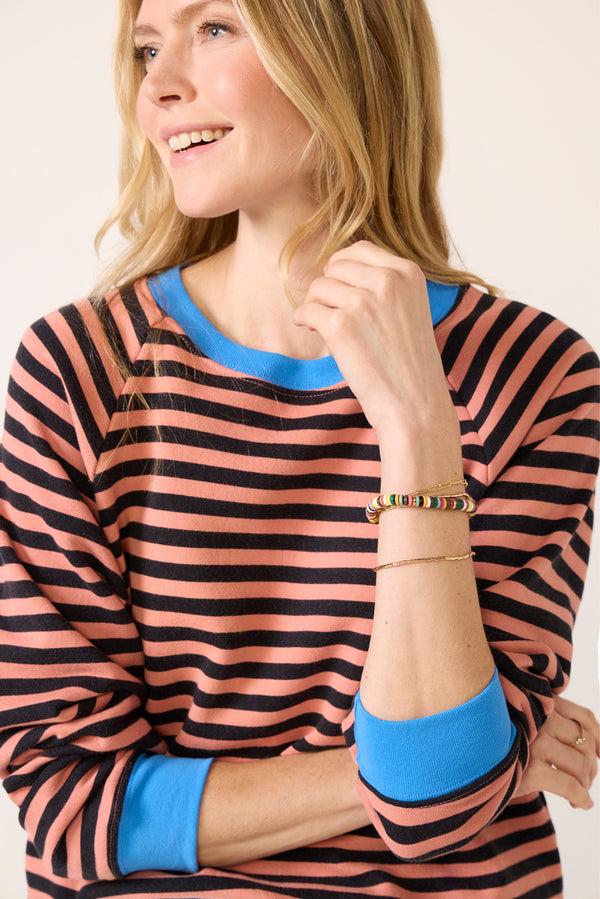Everve Stripe Vintage Sweatshirt Coralstripe