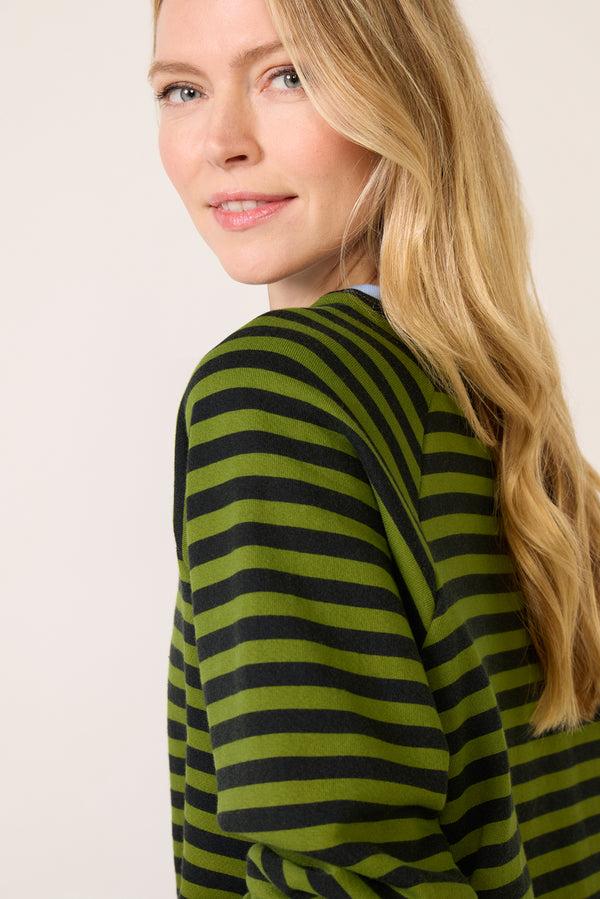Everve Stripe Vintage Sweatshirt Greenstripe