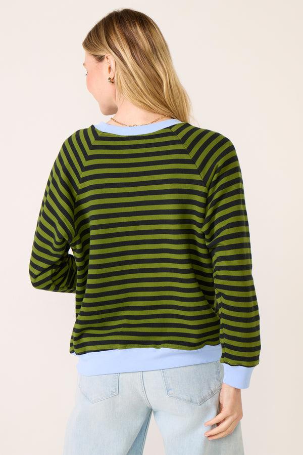 Everve Stripe Vintage Sweatshirt Greenstripe