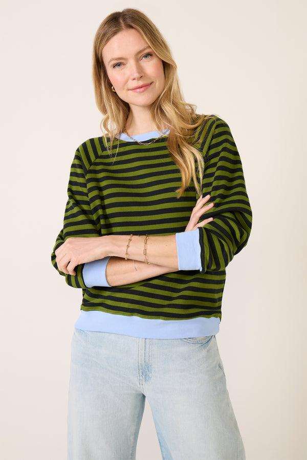 Everve Stripe Vintage Sweatshirt Greenstripe