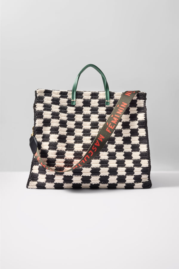 everve Summer Simple Tote Blackcreamcrochet