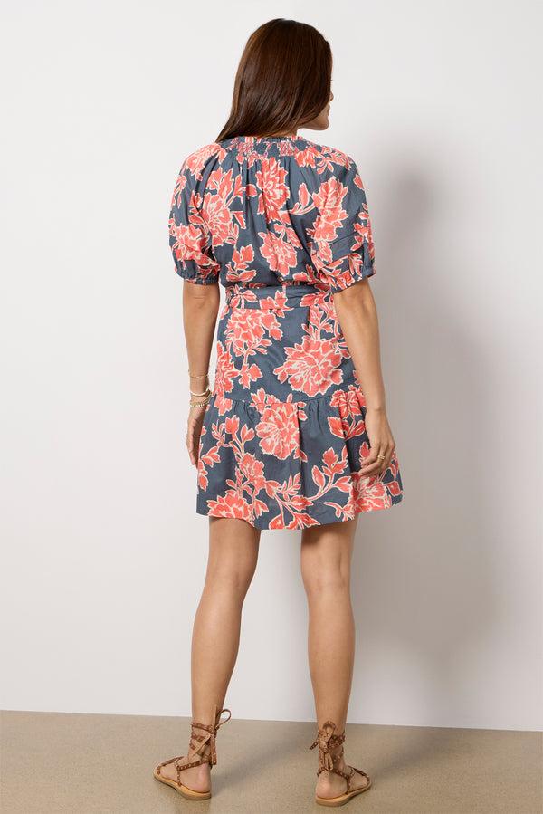 Everve Sunny Mini Dress Navy/Coralfloral