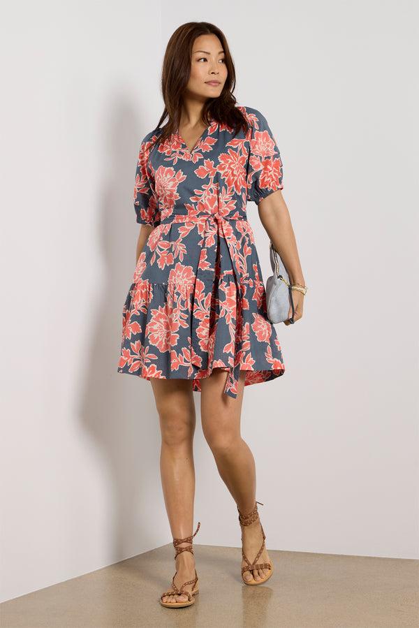 everve Sunny Mini Dress Navy/Coralfloral