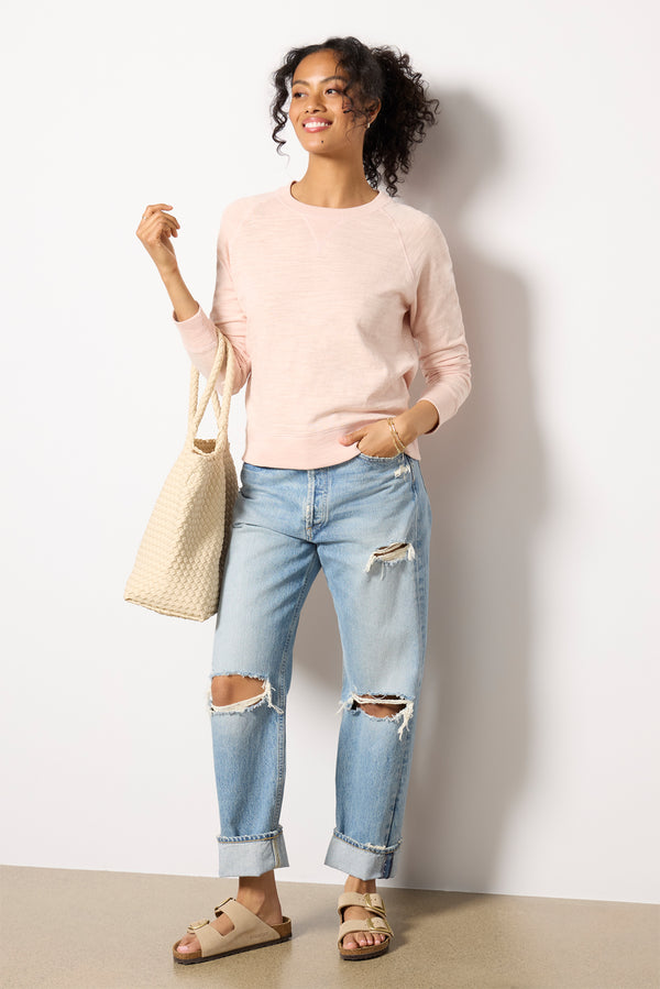 Everve Sunwashed Slub Crewneck Peachwhip