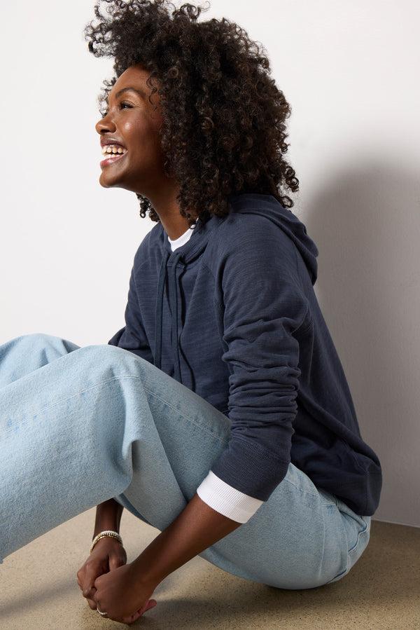 Everve Sunwashed Slub Hoodie Bluenights