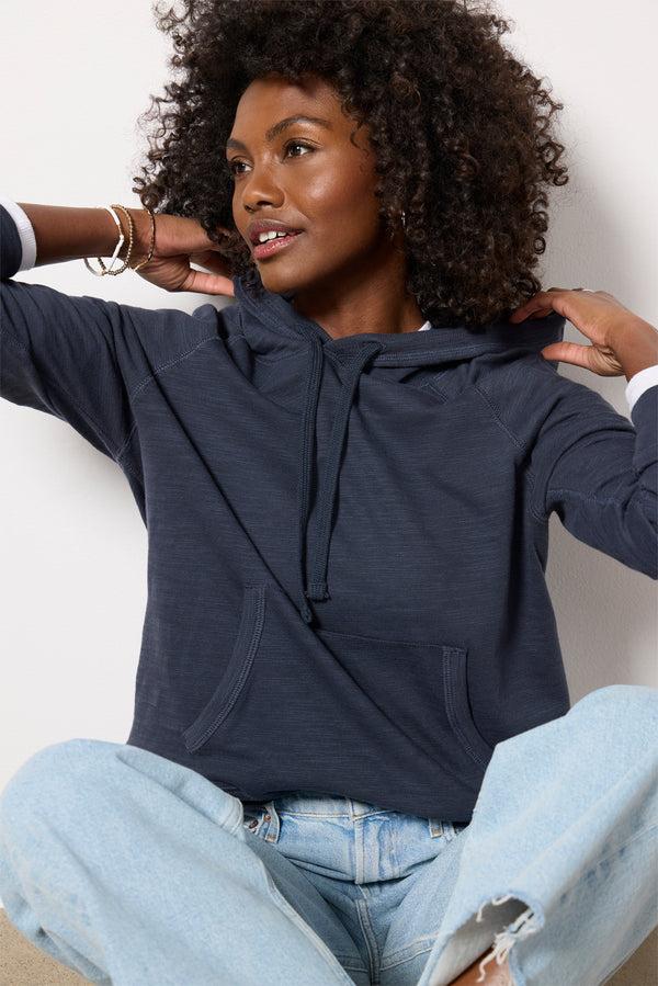 everve Sunwashed Slub Hoodie Bluenights