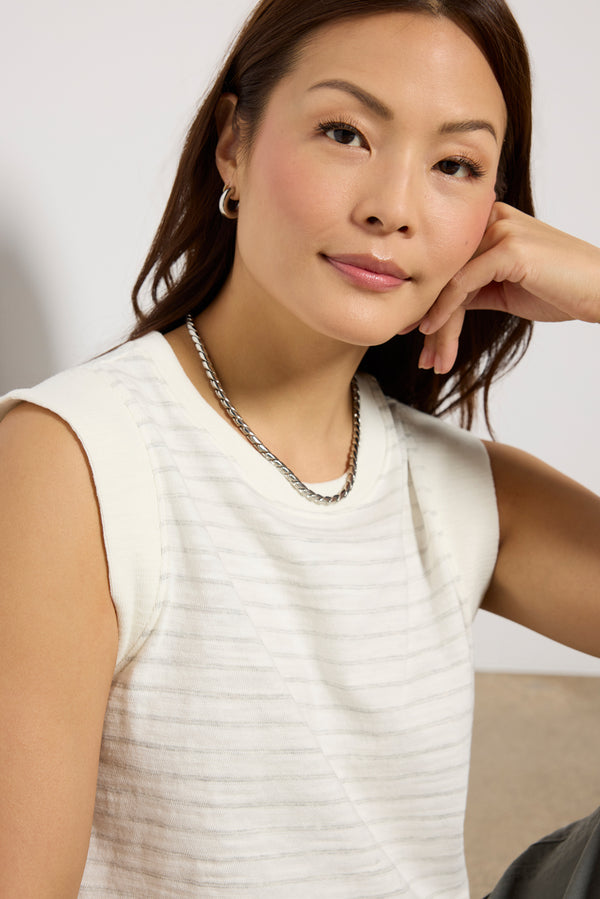 Everve Sunwashed Slub Muscle Tank Ivoryrockstripe