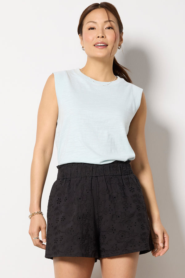 Everve Sunwashed Slub Muscle Tank Skyblue