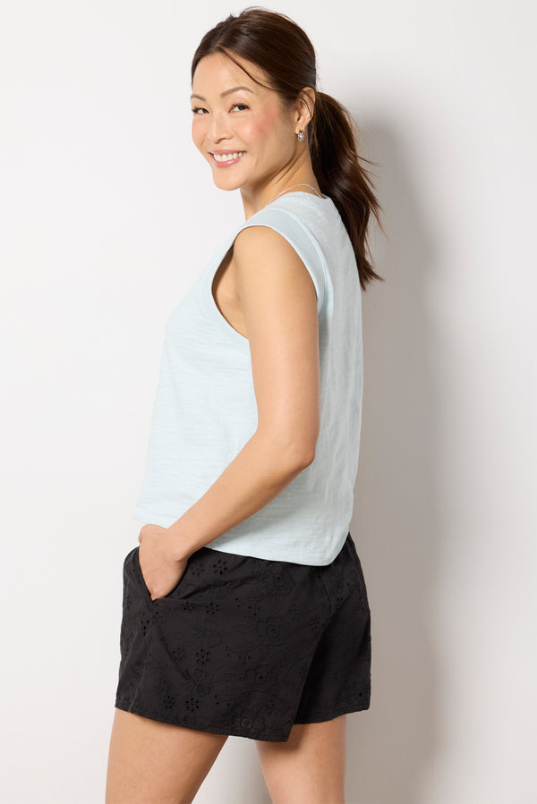 Everve Sunwashed Slub Muscle Tank Skyblue