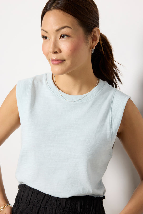 everve Sunwashed Slub Muscle Tank Skyblue